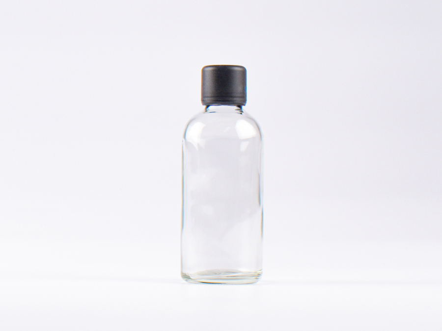Klarglasflasche 100ml, mit Schraubverschluss & Giessring